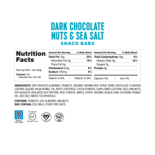 Load image into Gallery viewer, Low FODMAP <br> <b><big>Dark Chocolate, Nuts & Sea Salt Bars <br>(Box of 12 Bars)</big></b><br><small>Gluten & Lactose Free</small>