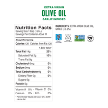 Load image into Gallery viewer, <b><big> Low FODMAP <br> Garlic Infused Olive Oil</big></b><br><small> Extra-Virgin, Non-GMO, Made in Italy</small>
