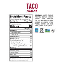 Load image into Gallery viewer, taco-sauce-nutritional-information