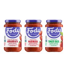 Load image into Gallery viewer, <b><big> Low FODMAP Pasta Sauce </big> </b> <br> Variety 3 Pack <br> <small> Gluten, Onion & Garlic Free</small>
