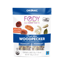 Load image into Gallery viewer, <b><big> Low FODMAP Trail Mix </big><br> Woodpecker Multipack Bag <br> (6x Mini Packs) </b> <br> <small> Gluten-Free, Lactose-Free </small>
