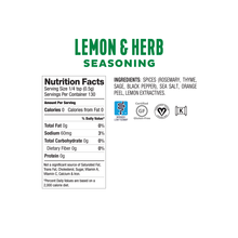Load image into Gallery viewer, <b><big> Low FODMAP <br> Lemon &amp; Herb Seasoning</b></big> <br> <small> Gluten, Onion, and Garlic Free</small>
